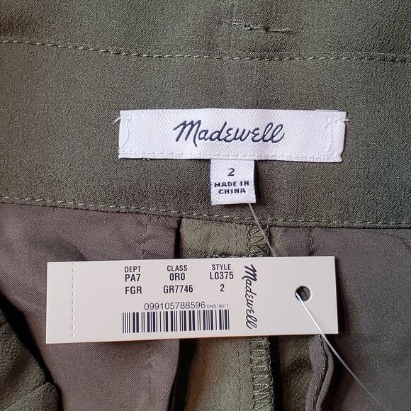 Madewell Women's Size 2 NWT Drapey Paperbag Pants Belted Foliage Green - Picture 7 of 9